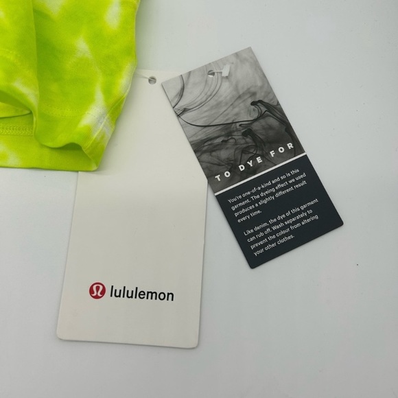 (B51) Lululemon All Yours Crop Tank *Tie Dye color MAR9 (lime green), Sz 12 NWT - Picture 8 of 14